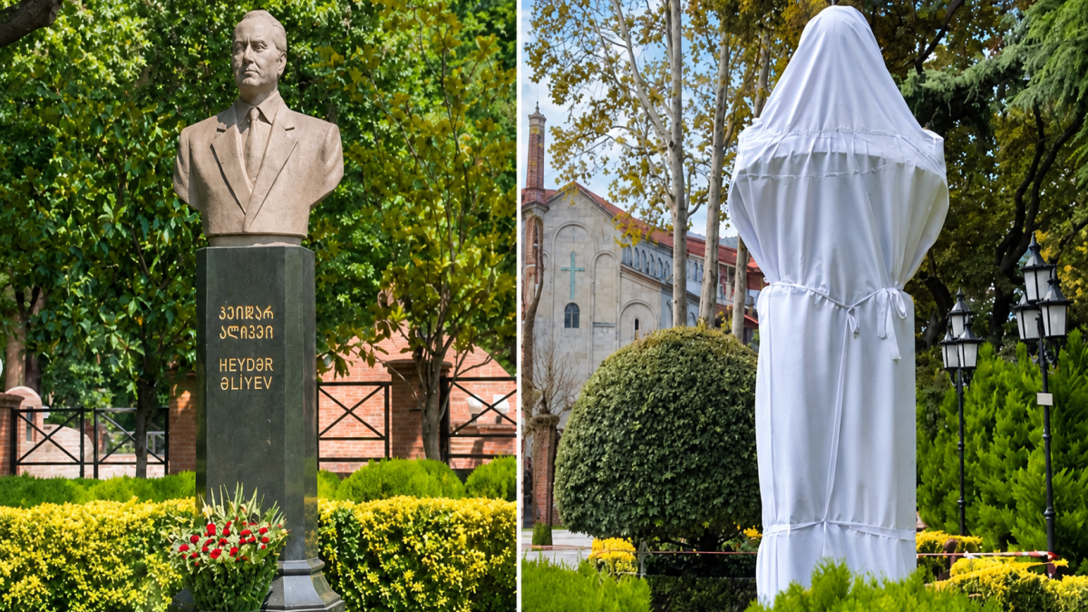 In Tiflis wurde ein armenischer Staatsbürger festgenommen, der die Büste von Heydar Aliyev beschädigte