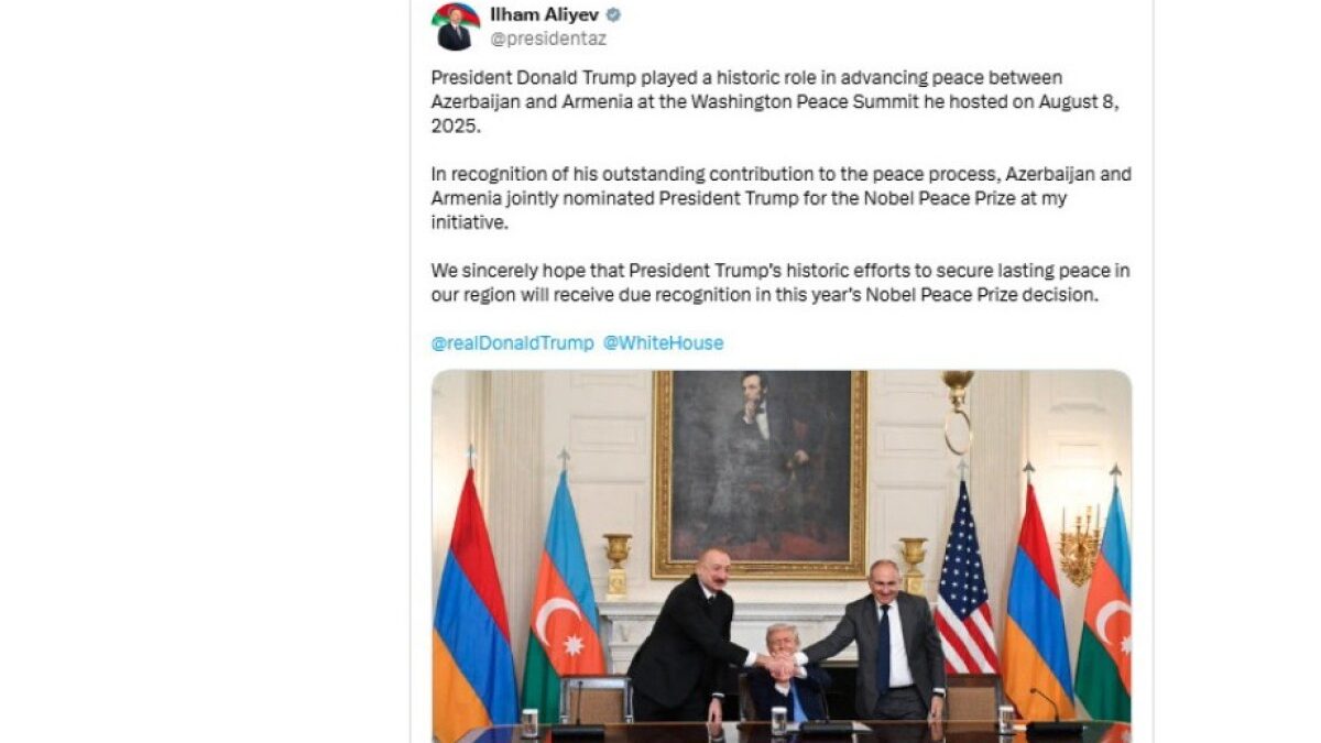 Präsident Ilham Aliyev: Wir hoffen, dass Trumps Bemühungen um Frieden in unserer Region in der Entscheidung über den Friedensnobelpreis in diesem Jahr angemessen gewürdigt werden