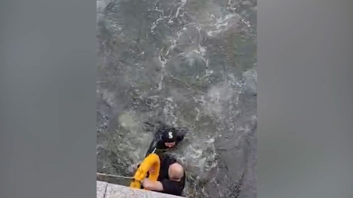 Person rescued from drowning in the sea on the boulevard